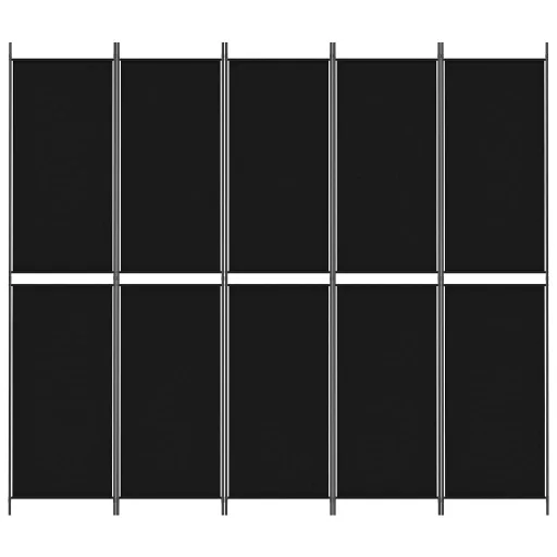 5 paneles fekete szövet térelválasztó 250x220 cm