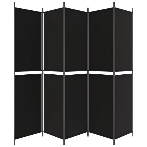 5 paneles fekete szövet térelválasztó 250x220 cm
