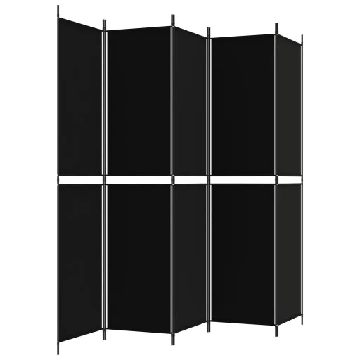 5 paneles fekete szövet térelválasztó 250x220 cm