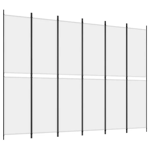 6 paneles fehér szövet térelválasztó 250 x 220 cm