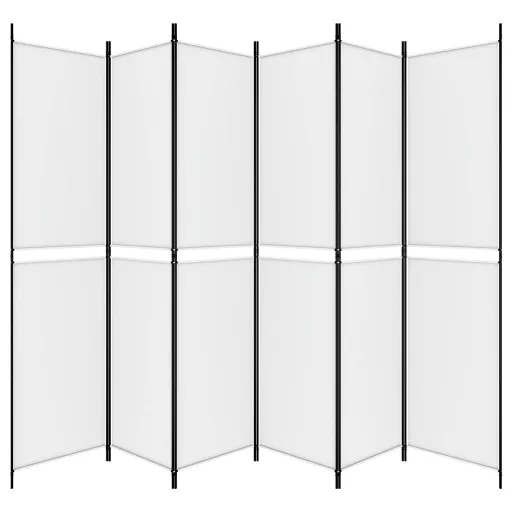 6 paneles fehér szövet térelválasztó 250 x 220 cm