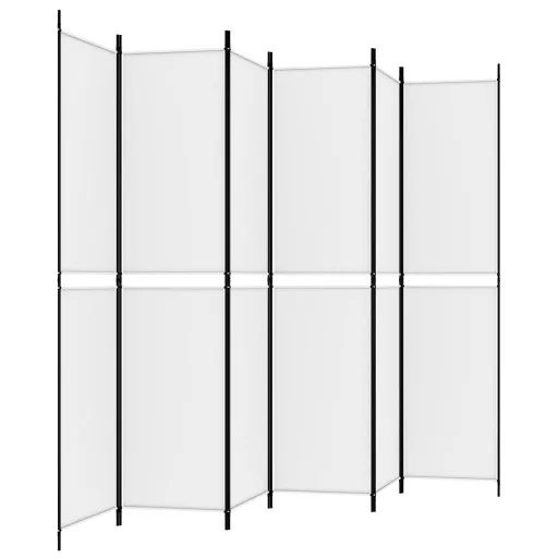 6 paneles fehér szövet térelválasztó 250 x 220 cm