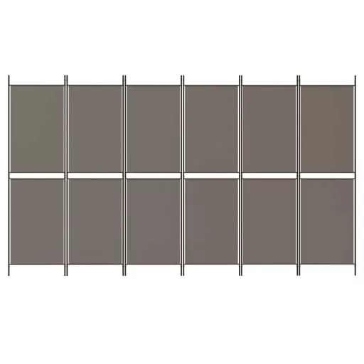 6 paneles antracitszürke szövet térelválasztó 300 x 220 cm