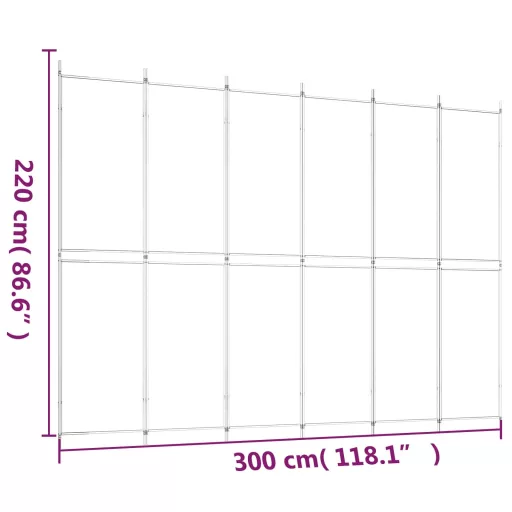 6 paneles antracitszürke szövet térelválasztó 300 x 220 cm