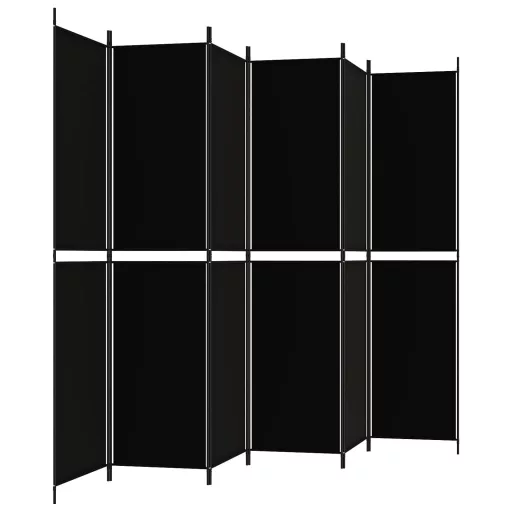 6 paneles fekete szövet térelválasztó 300x220 cm