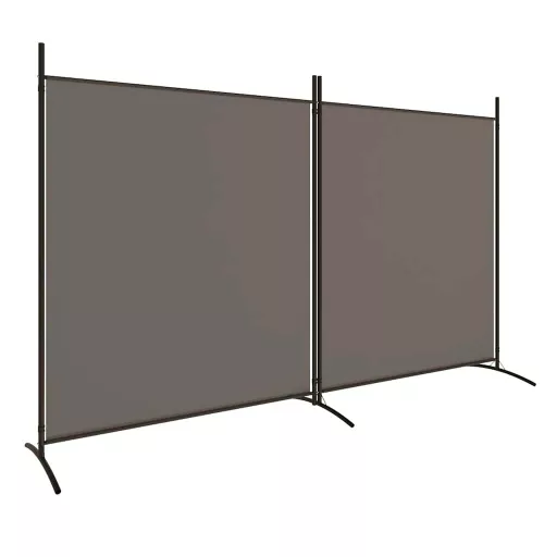 2 paneles antracitszürke szövet térelválasztó 348 x 180 cm