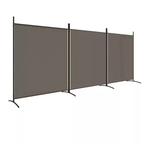 3 paneles antracitszürke szövet térelválasztó 525x180 cm
