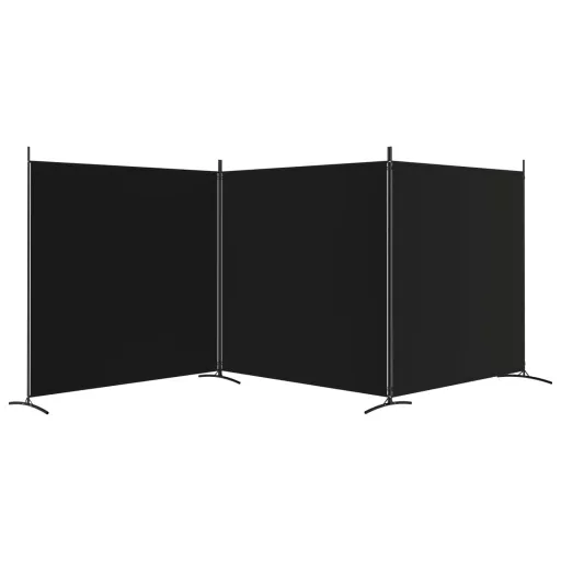 3 paneles fekete szövet térelválasztó 525x180 cm