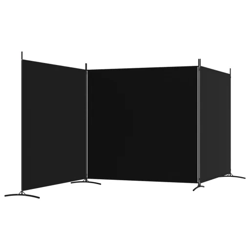 3 paneles fekete szövet térelválasztó 525x180 cm