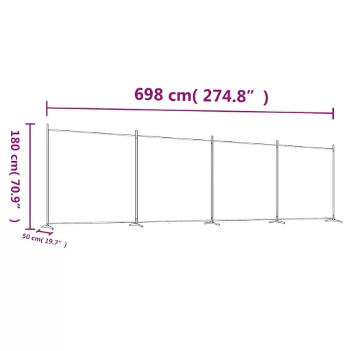 4 paneles barna szövet térelválasztó 698x180 cm