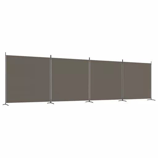 4 paneles antracitszürke szövet térelválasztó 698x180 cm
