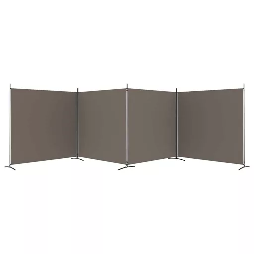 4 paneles antracitszürke szövet térelválasztó 698x180 cm