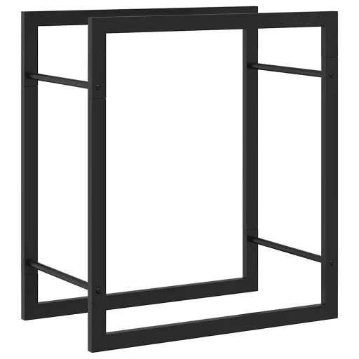 Fekete acél tűzifatároló állvány 50 x 28 x 56 cm