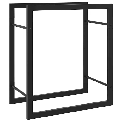 Fekete acél tűzifatároló állvány 50 x 28 x 56 cm