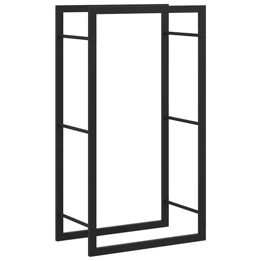 Fekete acél tűzifatároló állvány 50x28x94 cm