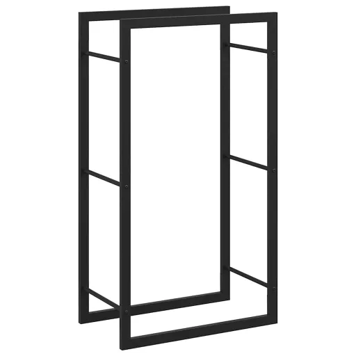 Fekete acél tűzifatároló állvány 50x28x94 cm