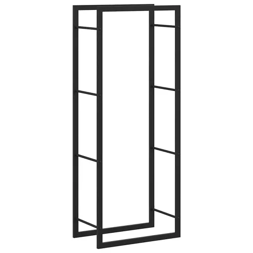 Fekete acél tűzifatároló állvány 50x28x132 cm