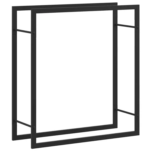 Fekete acél tűzifatároló állvány 80x28x86 cm