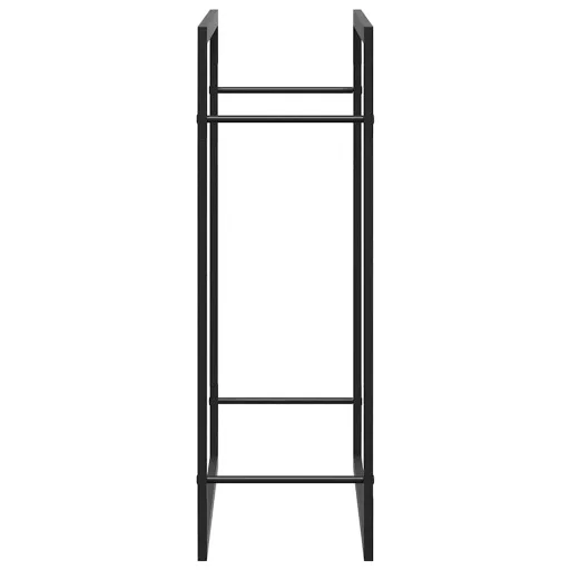 Fekete acél tűzifatároló állvány 80x28x86 cm