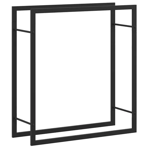 Fekete acél tűzifatároló állvány 80x28x86 cm