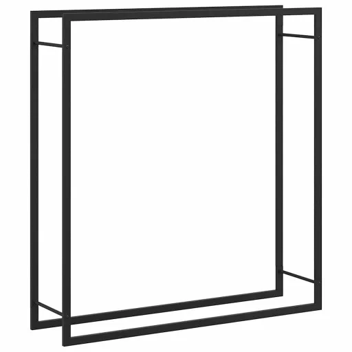 Fekete acél tűzifatároló állvány 110x28x116 cm