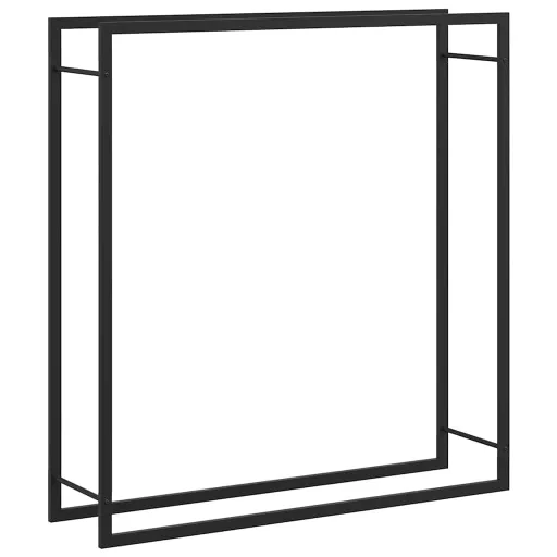 Fekete acél tűzifatároló állvány 110x28x116 cm