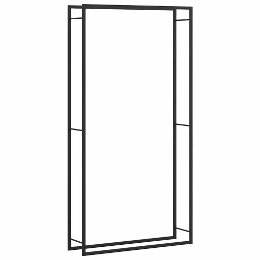 Fekete acél tűzifatároló állvány 110x28x214 cm