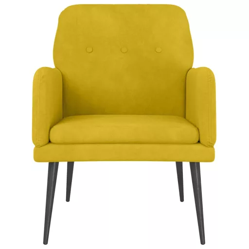 Sárga bársonyfotel 62x79x79 cm