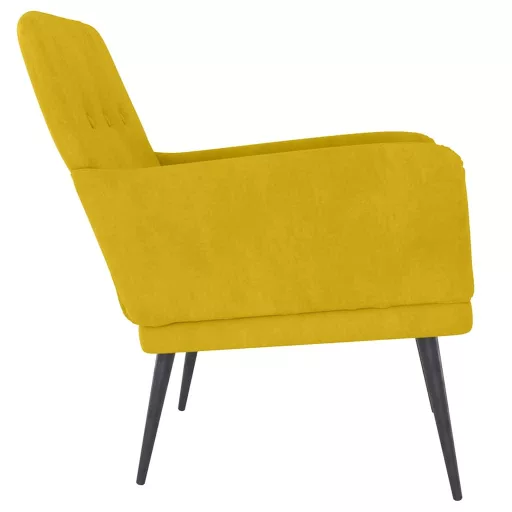 Sárga bársonyfotel 62x79x79 cm