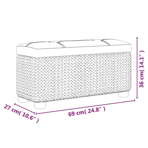 2 db gyékény tárolópad barna párnával 69 cm