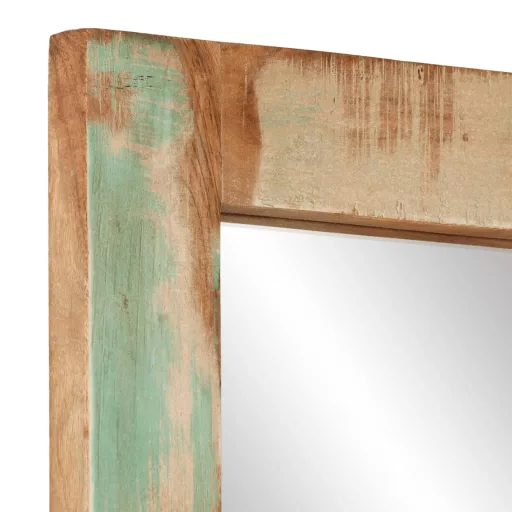Tömör újrahasznosított fa és üveg tükör 70 x 50 cm