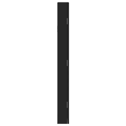 Fekete falra szerelhető tükrös ékszerszekrény 30x8,5x90 cm