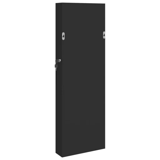 Fekete falra szerelhető tükrös ékszerszekrény 30x8,5x90 cm
