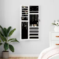   Fehér falra szerelhető tükrös ékszerszekrény 30x8,5x106 cm