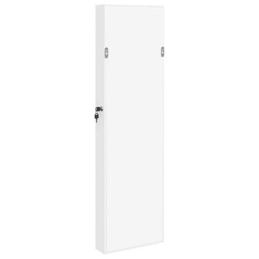 Fehér falra szerelhető tükrös ékszerszekrény 30x8,5x106 cm