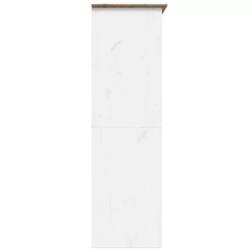 BODO fehér és barna tömör fenyőfa ruhásszekrény 146x53,5x173 cm