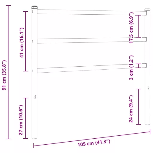 Fekete fém csere fejtámla 100 cm