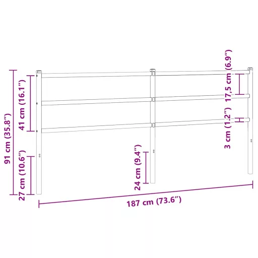 Fehér fém csere fejtámla 180 cm