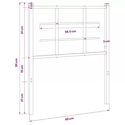 Fehér fém csere fejtámla 75 cm