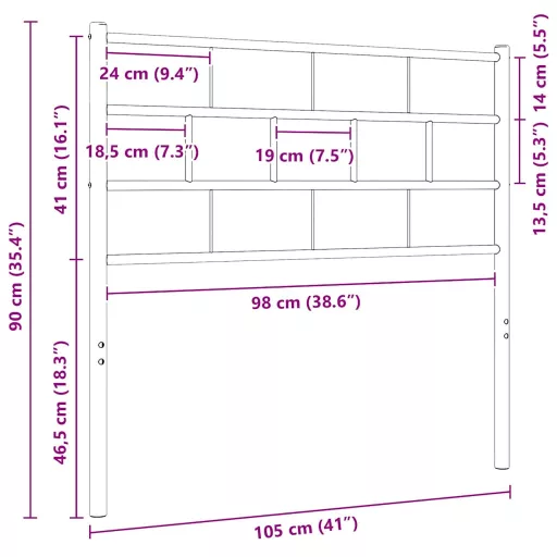 Fekete fém csere fejtámla 100 cm