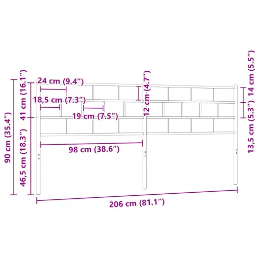 Fekete fém csere fejtámla 200 cm