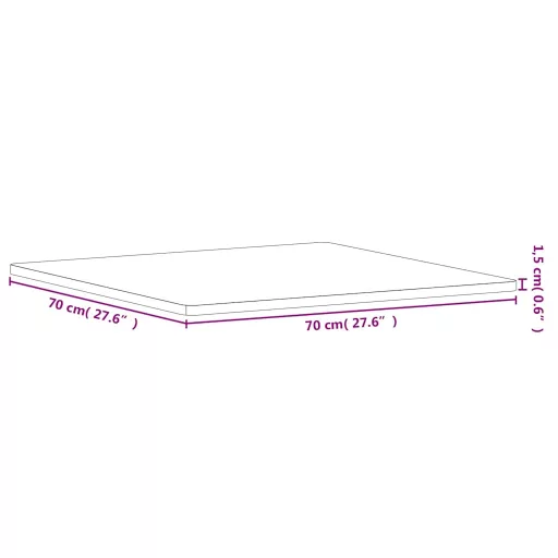 Tömör bükkfa négyzet alakú asztallap 70 x 70 x 1,5 cm