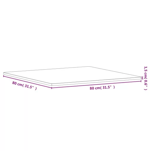 Tömör bükkfa négyzet alakú asztallap 80 x 80 x 1,5 cm