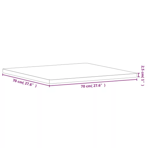 Tömör bükkfa négyzet alakú asztallap 70 x 70 x 2,5 cm