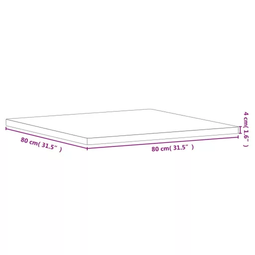 Tömör bükkfa négyzet alakú asztallap 80 x 80 x 4 cm