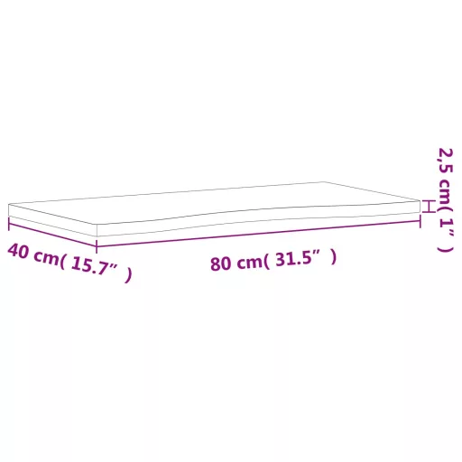 Tömör bükkfa íróasztallap 80 x (36-40) x 2,5 cm