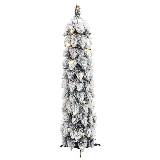 Megvilágított műkarácsonyfa 30 LED-del és hóval 60 cm