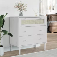  SENJA fehér rattan hatású tömör fenyőfa komód 80 x 40 x 80 cm