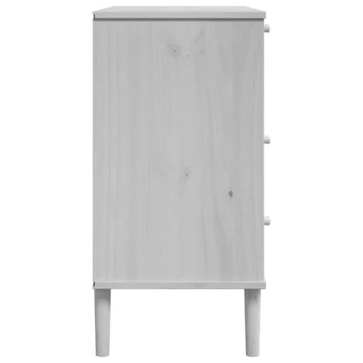 SENJA fehér rattan hatású tömör fenyőfa komód 80 x 40 x 80 cm