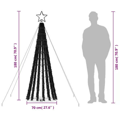 Meleg fehér LED karácsonyfa 275 LED 180 cm